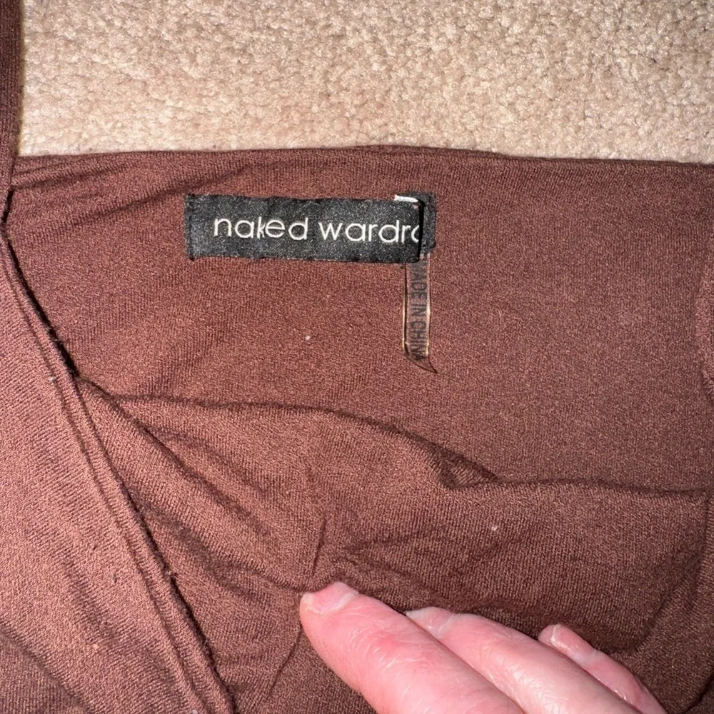 NAKED WARDROBE SOLID VIBES CHOCOLATE BROWN CROP TANK XL